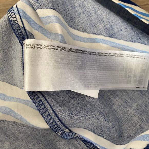 MNG Mango Summer Bare Shoulders Blue Stripe Dress size 14 - Picture 10 of 10